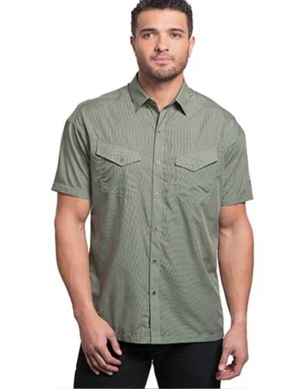 Kuhl Stealth Outdoor Hiking Short Sleeve Button Down Shirt SZ L Green